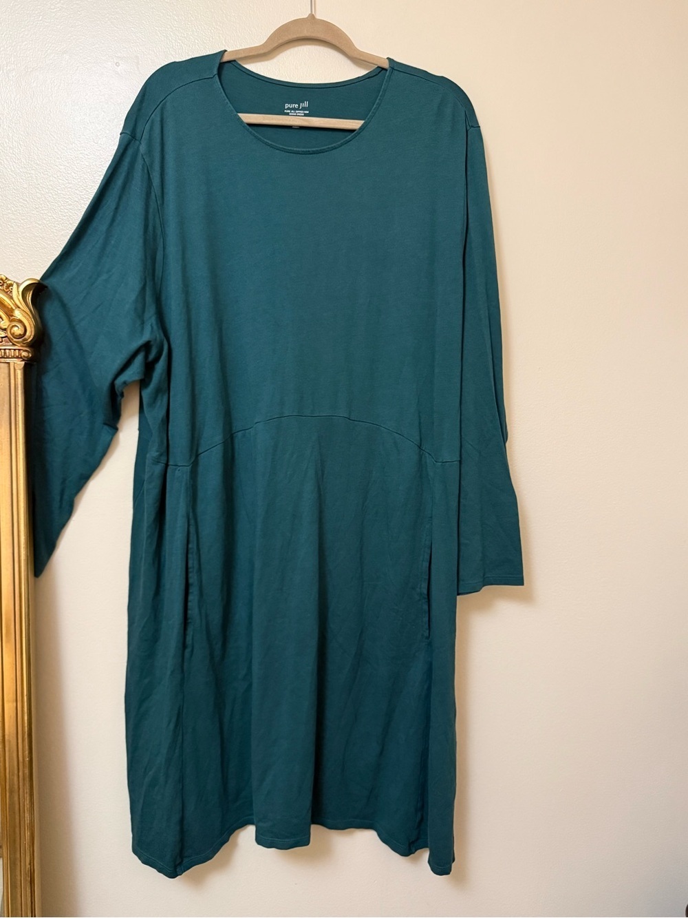 Pure Jill Teal Long Sleeve Swing Dress